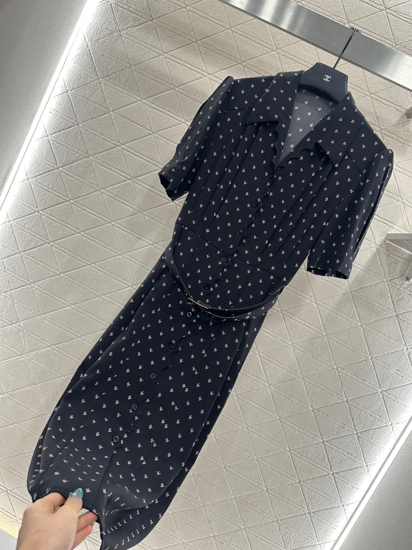 25fw Printed Princess Sleeve Belt Dress