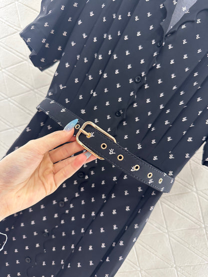 25fw Printed Princess Sleeve Belt Dress