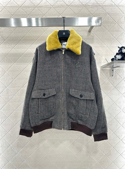 25fw Detachable fur collar jacket