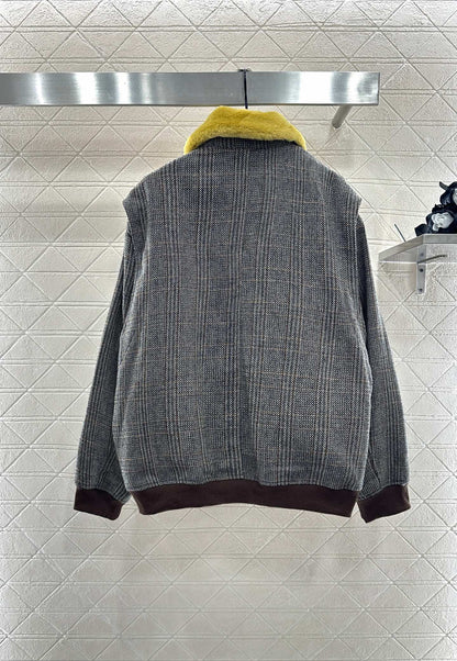 25fw Detachable fur collar jacket