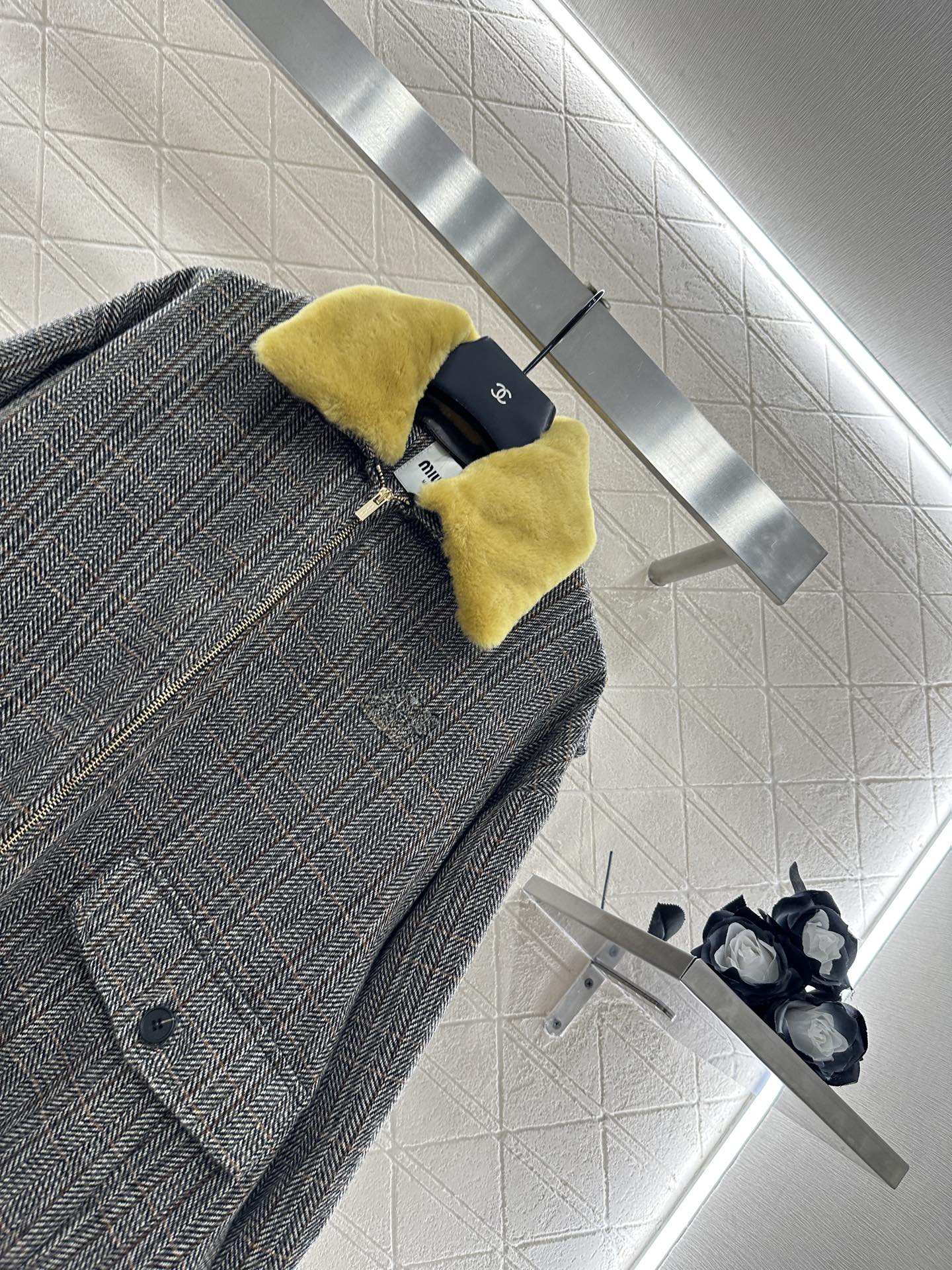 25fw Detachable fur collar jacket