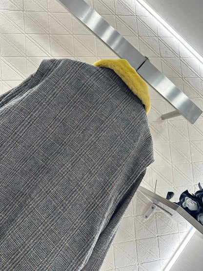 25fw Detachable fur collar jacket