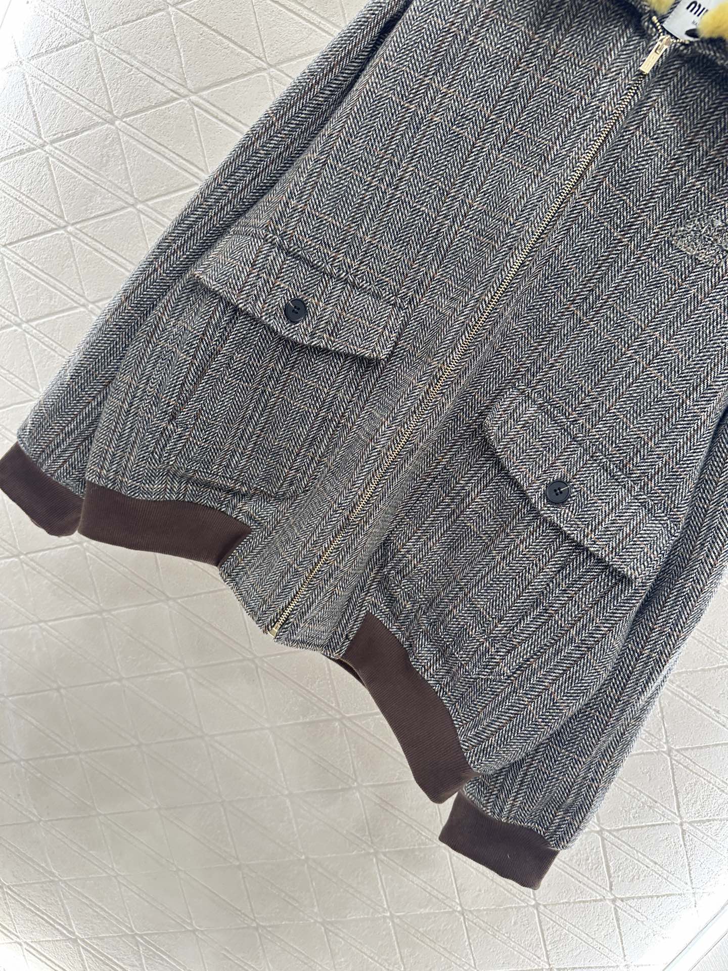 25fw Detachable fur collar jacket