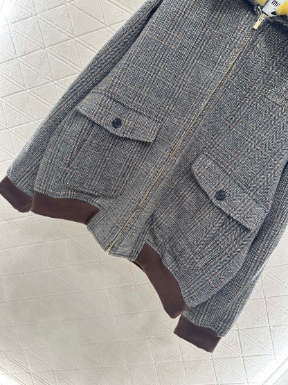 25fw Detachable fur collar jacket