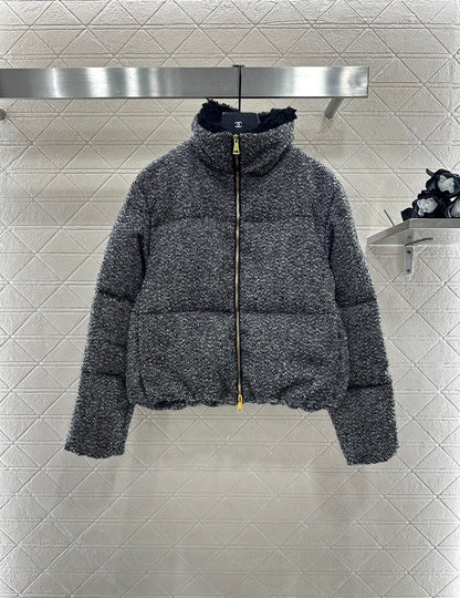 25fw Standing collar woolen down jacket