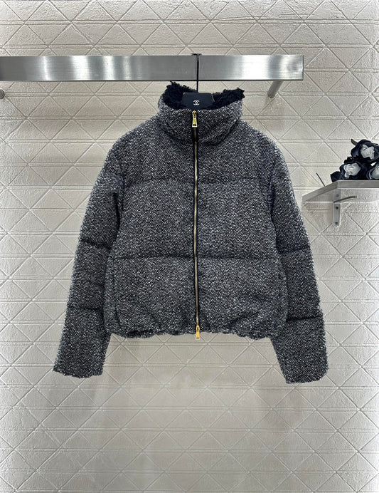 25fw Standing collar woolen down jacket