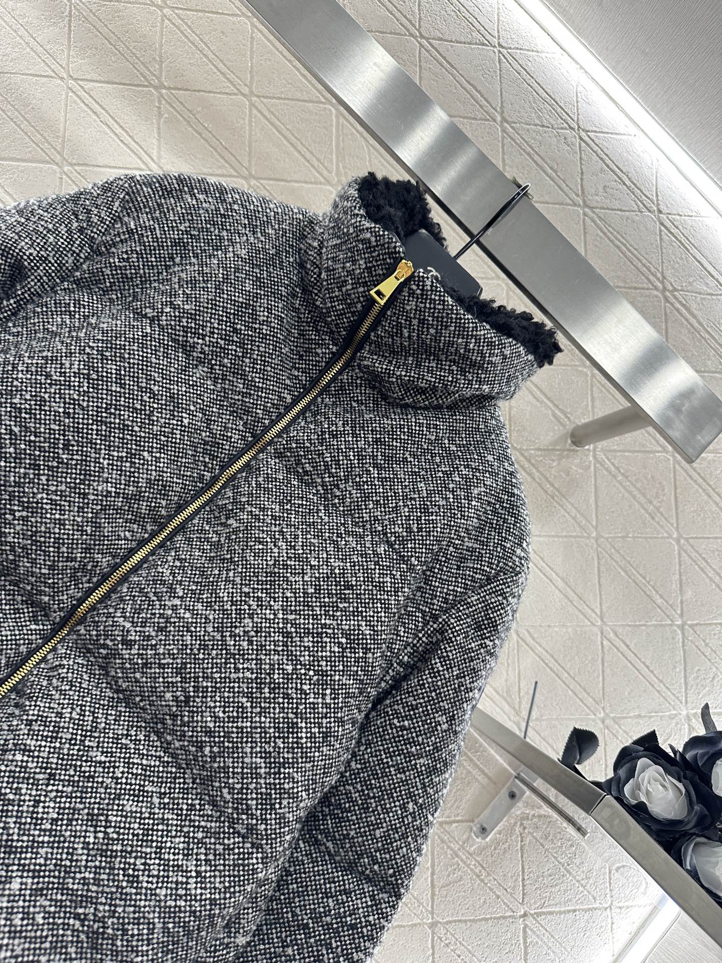 25fw Standing collar woolen down jacket