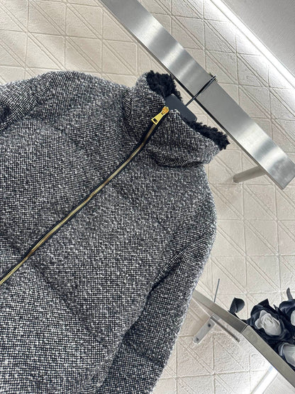 25fw Standing collar woolen down jacket