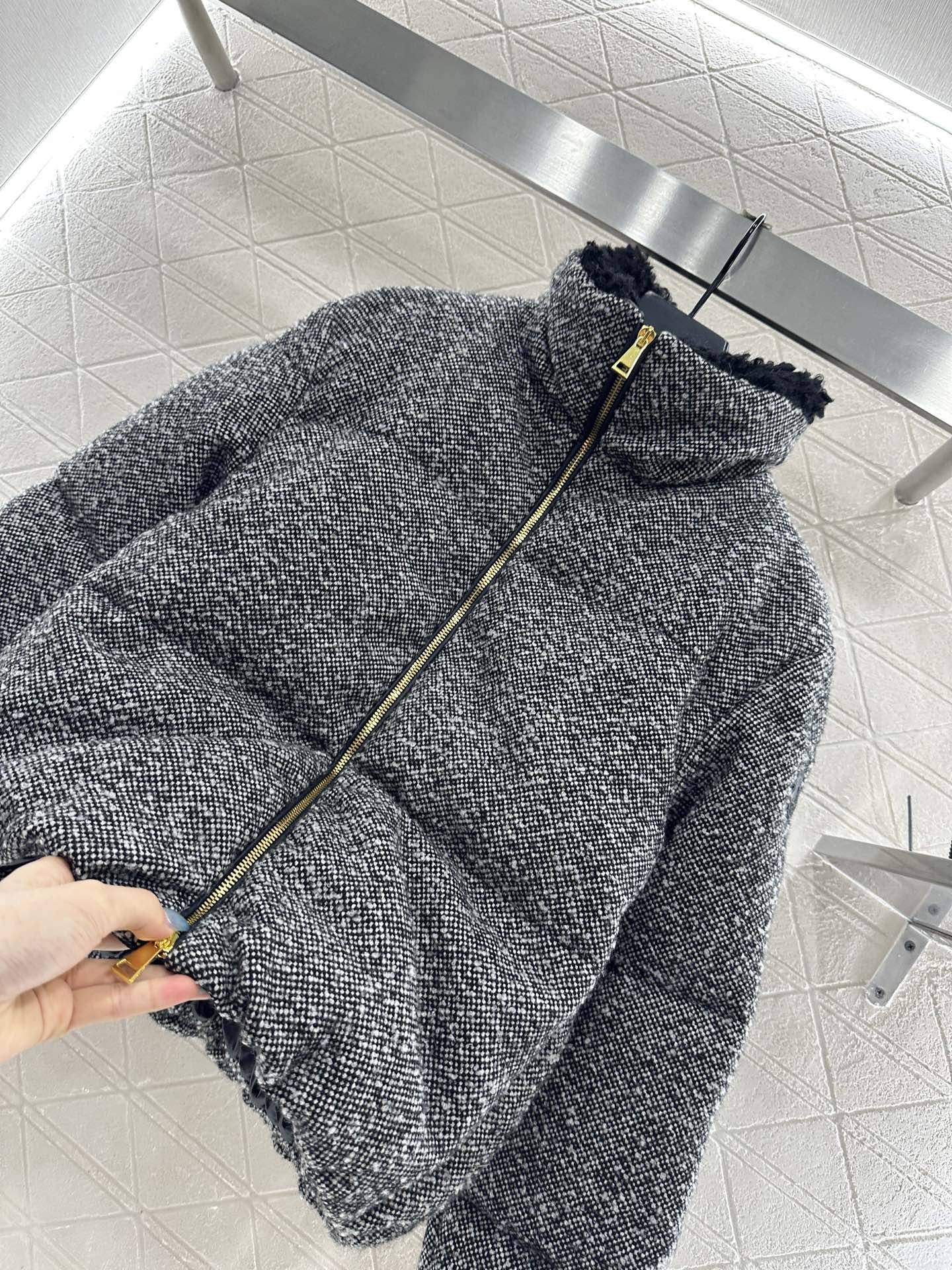 25fw Standing collar woolen down jacket