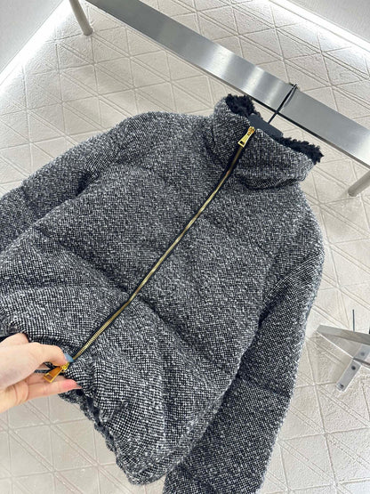 25fw Standing collar woolen down jacket