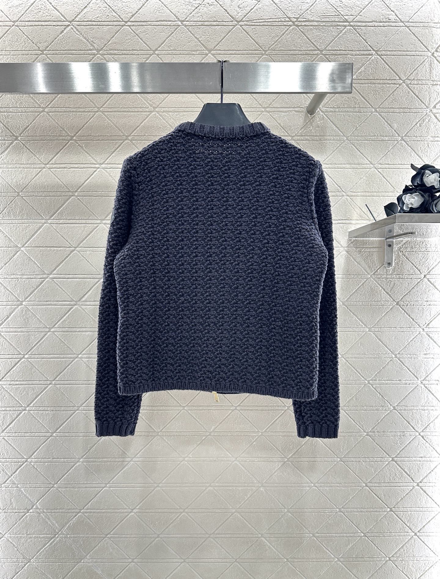 25fw Knitted patchwork zipper down jacket