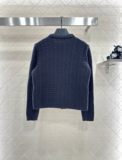 25fw Knitted patchwork zipper down jacket