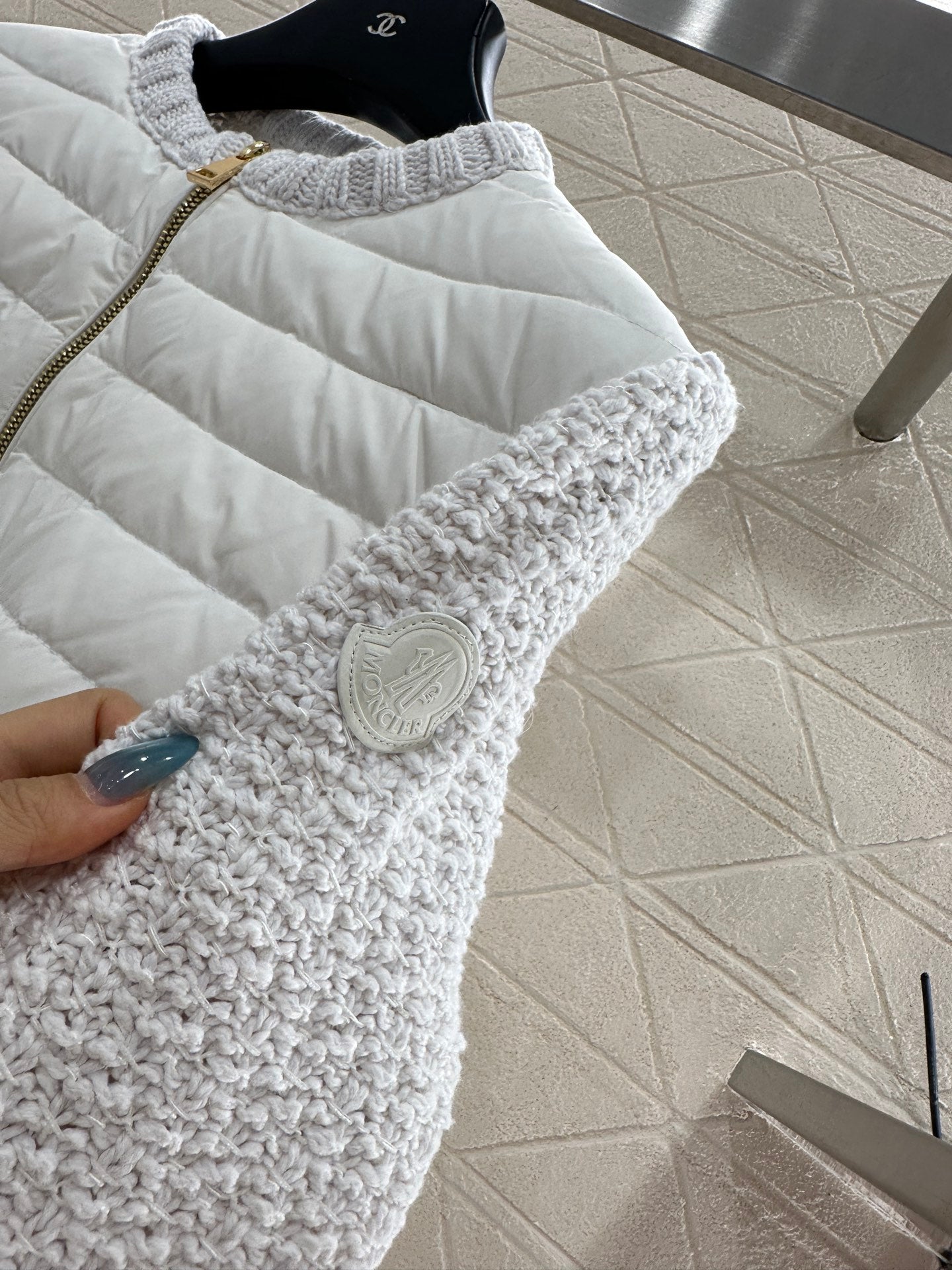 25fw Knitted patchwork zipper down jacket