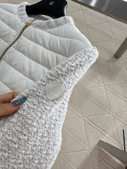 25fw Knitted patchwork zipper down jacket