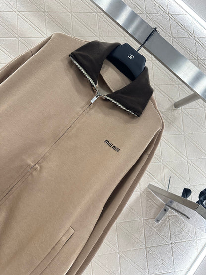 25fw Color blocking jacket shorts set