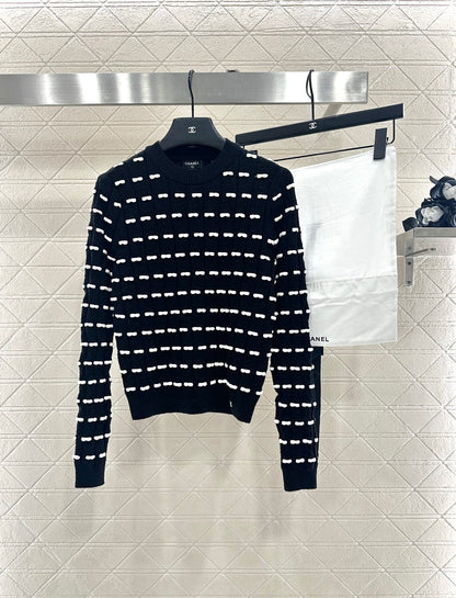 25fw Bow knit long sleeved shirt