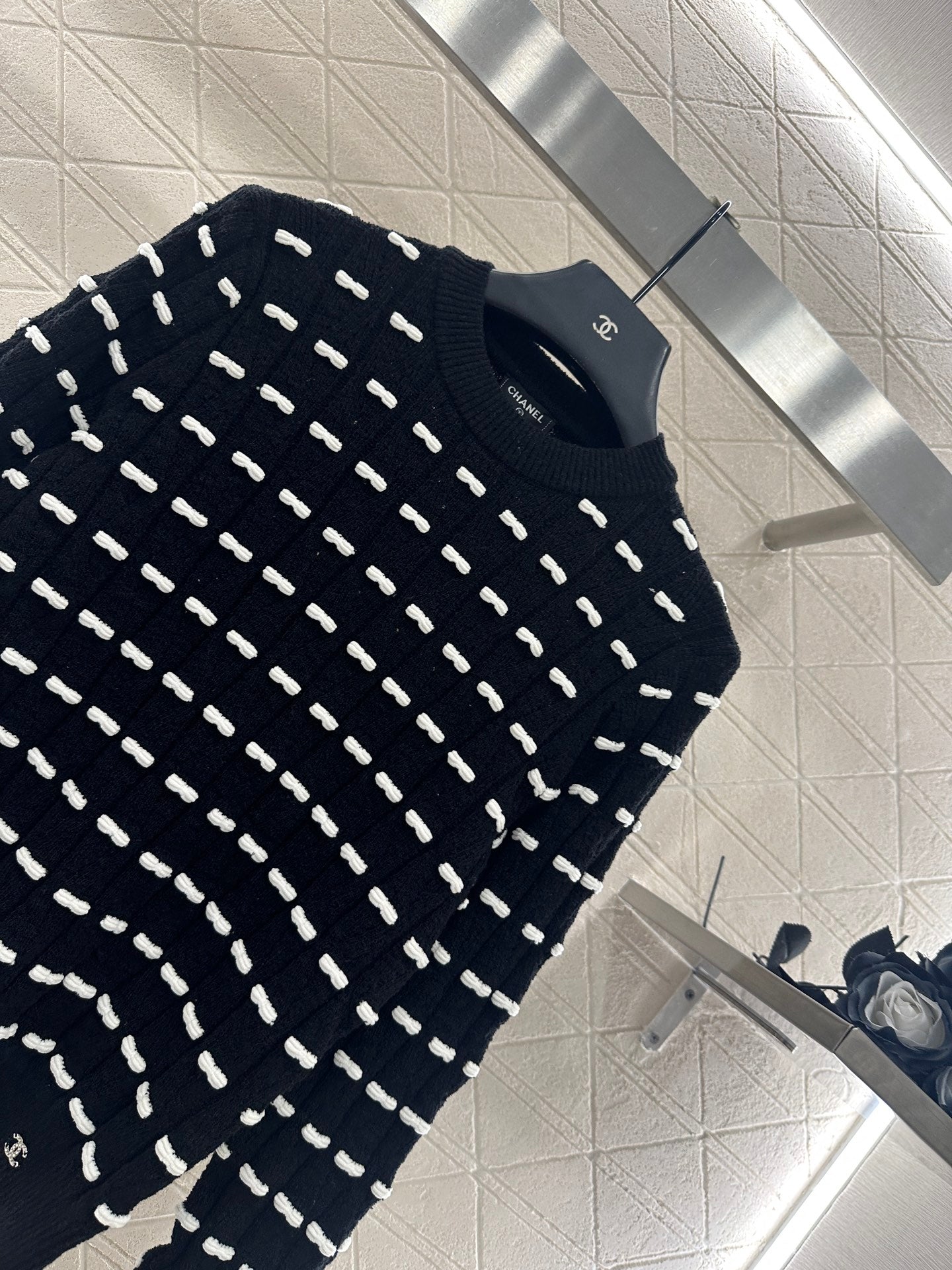 25fw Bow knit long sleeved shirt