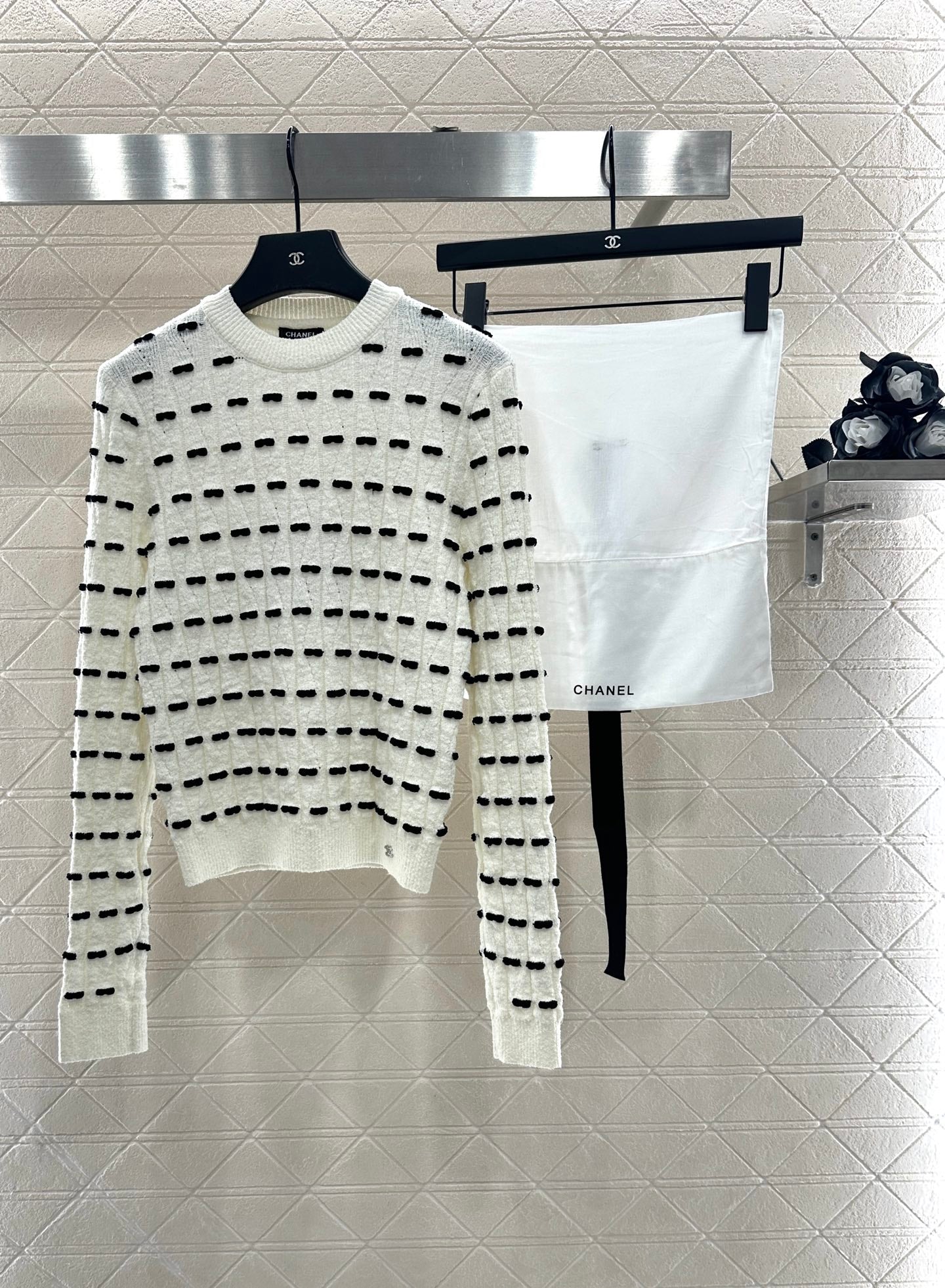 25fw Bow knit long sleeved shirt