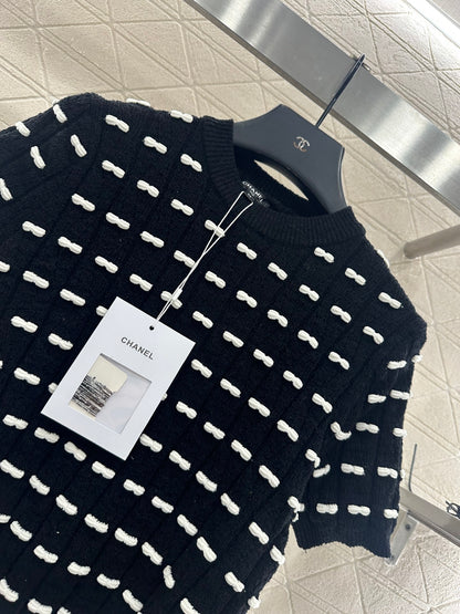 25fw Bow knit short sleeved shirt