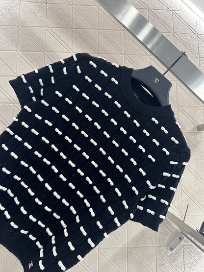 25fw Bow knit short sleeved shirt