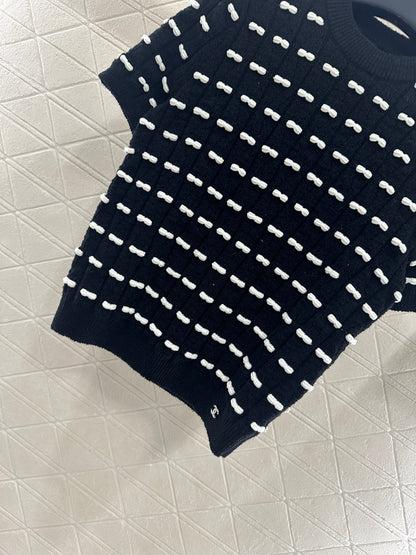 25fw Bow knit short sleeved shirt