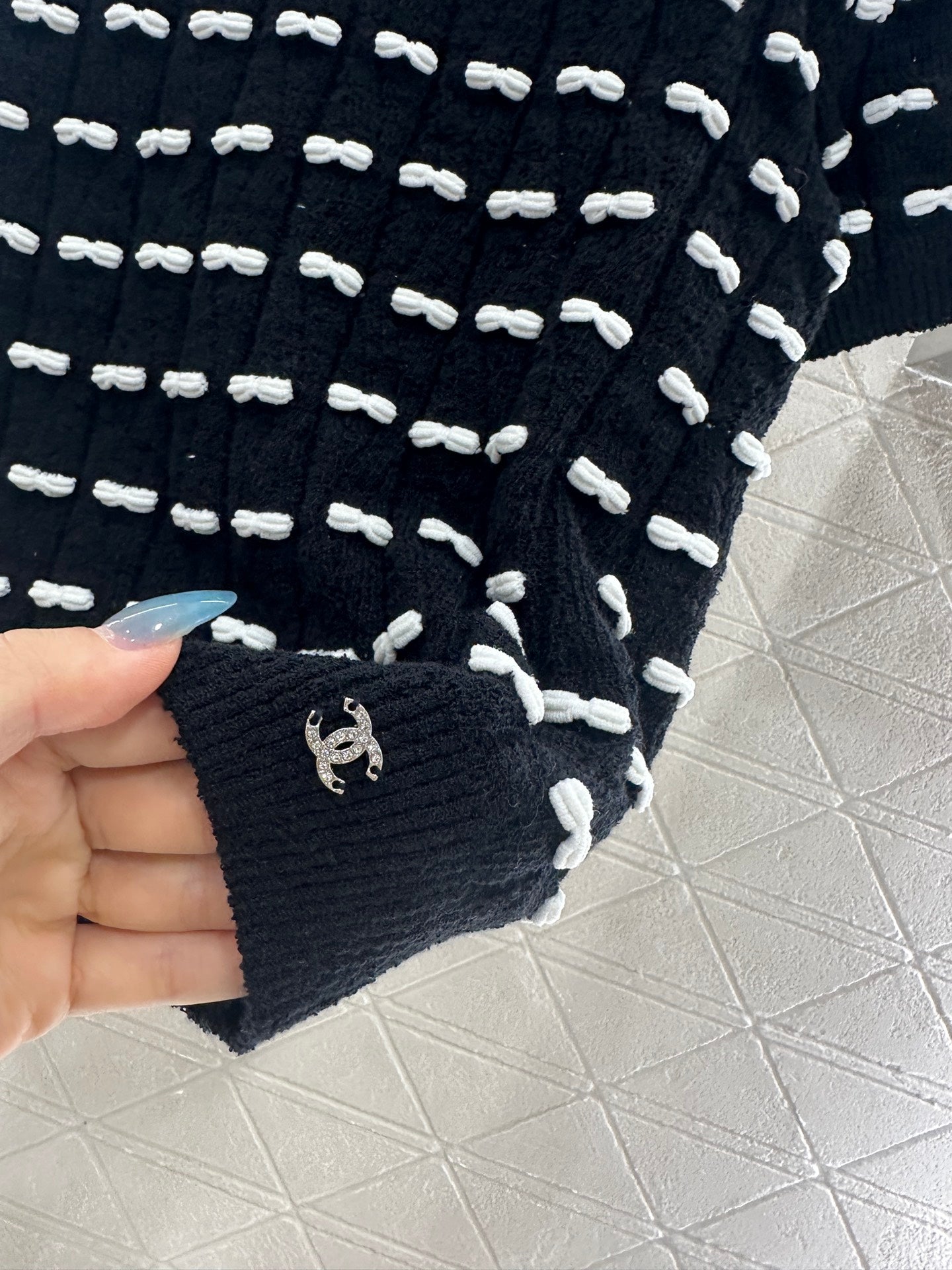 25fw Bow knit short sleeved shirt