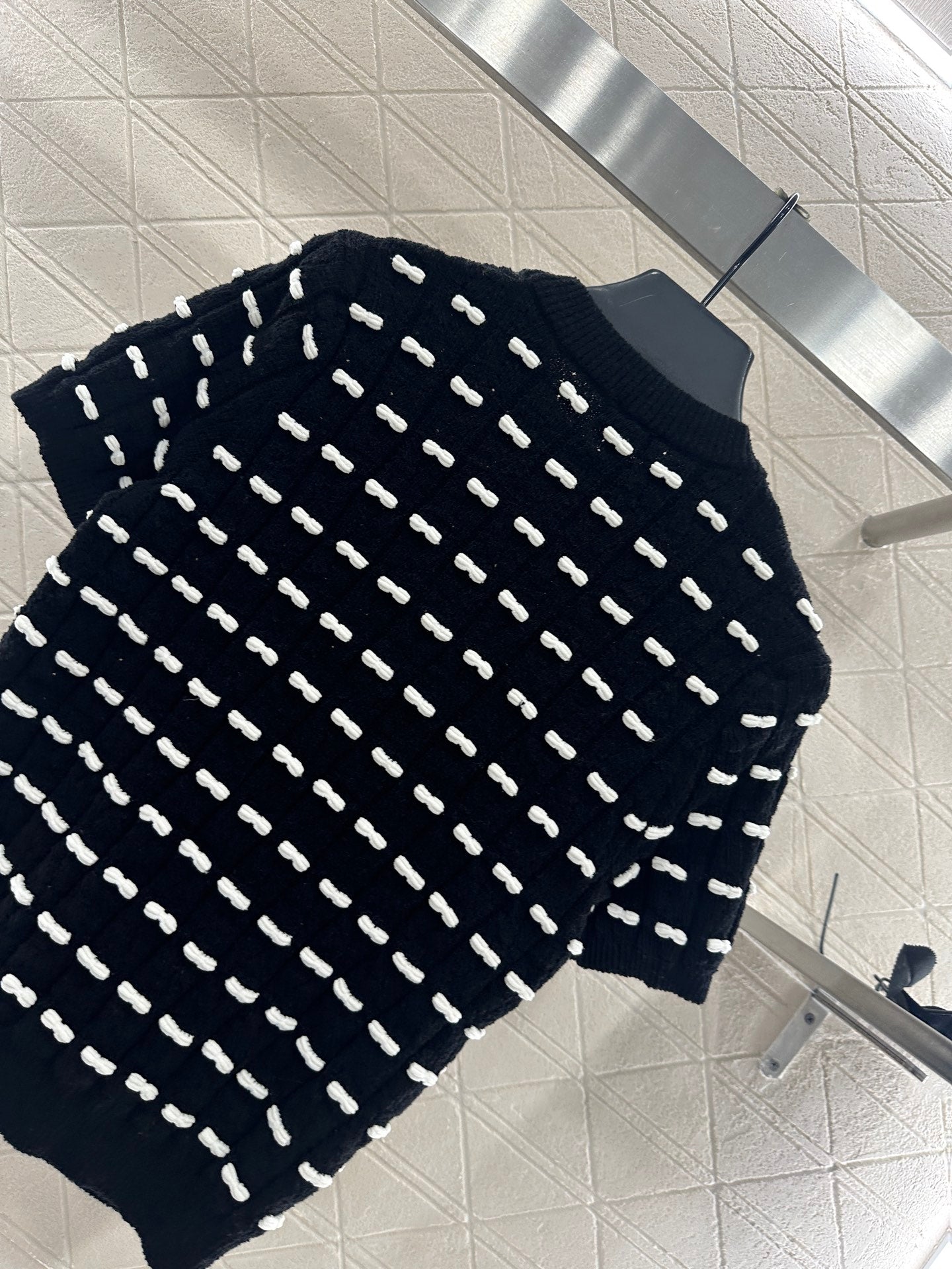 25fw Bow knit short sleeved shirt