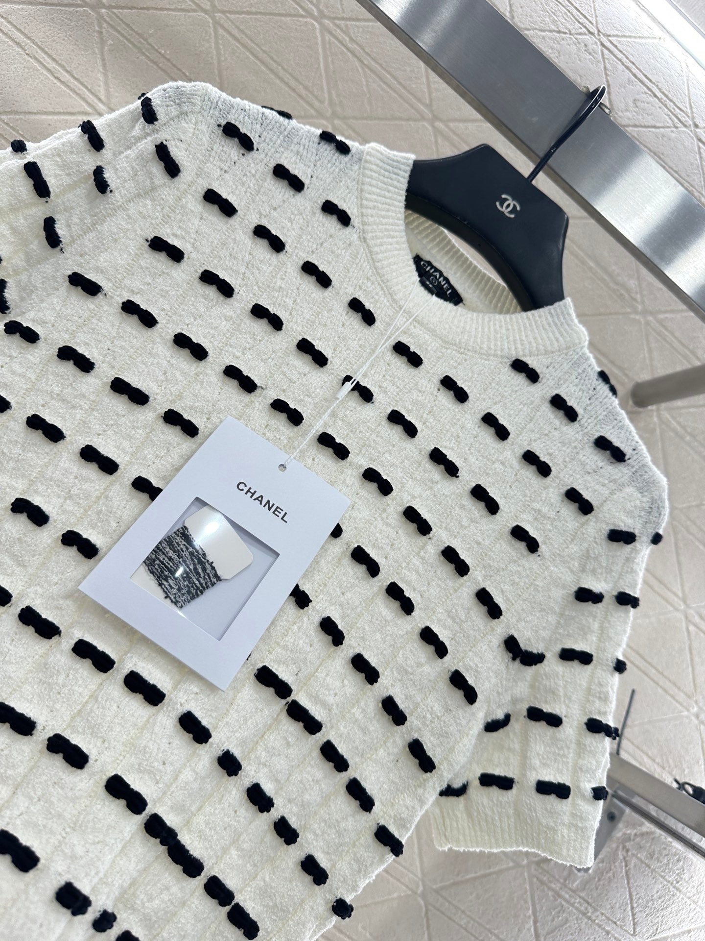 25fw Bow knit short sleeved shirt