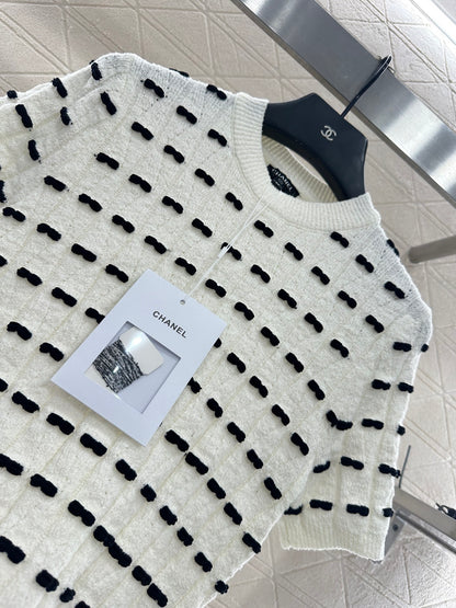 25fw Bow knit short sleeved shirt