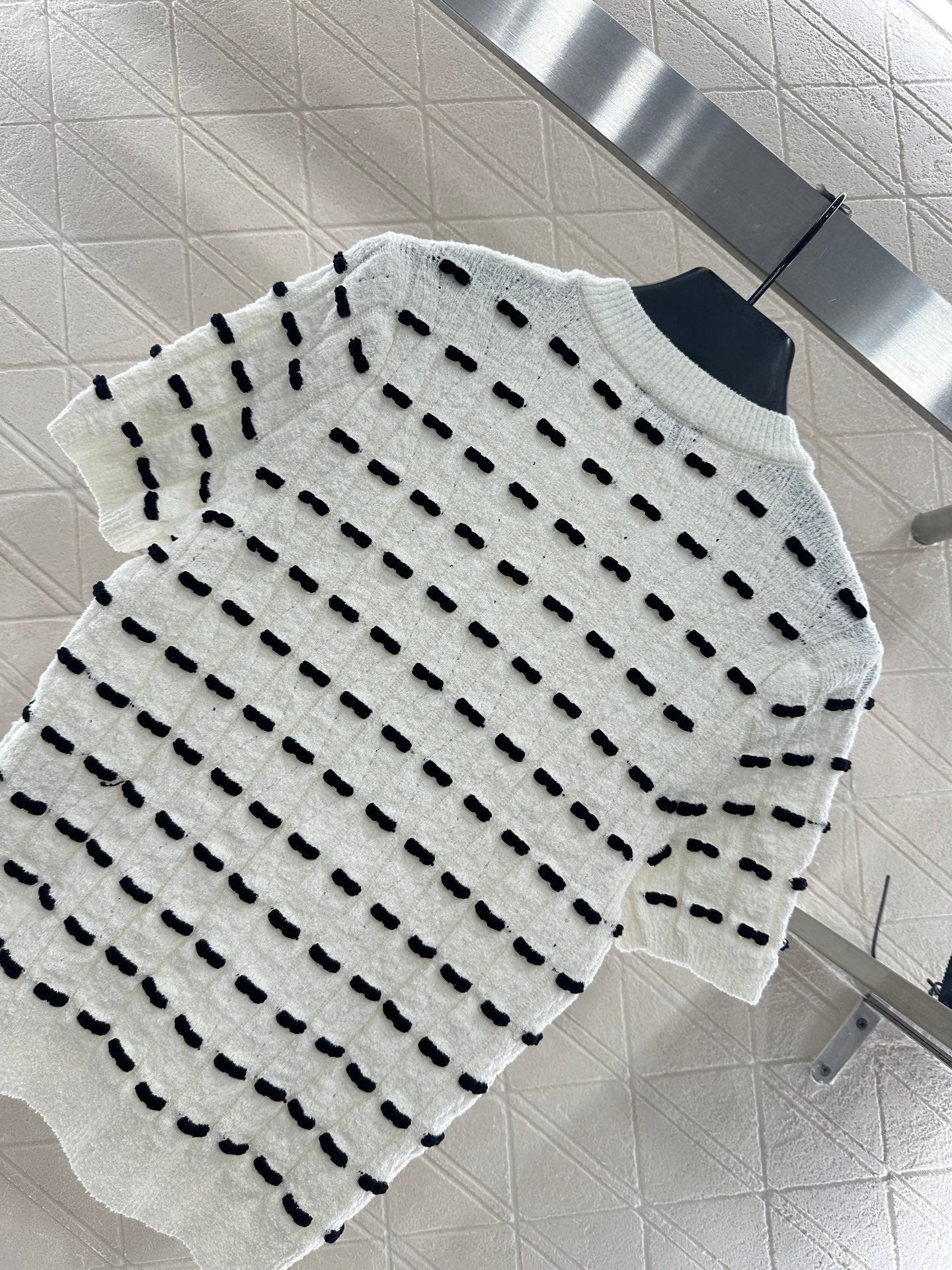 25fw Bow knit short sleeved shirt