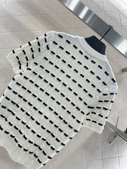 25fw Bow knit short sleeved shirt