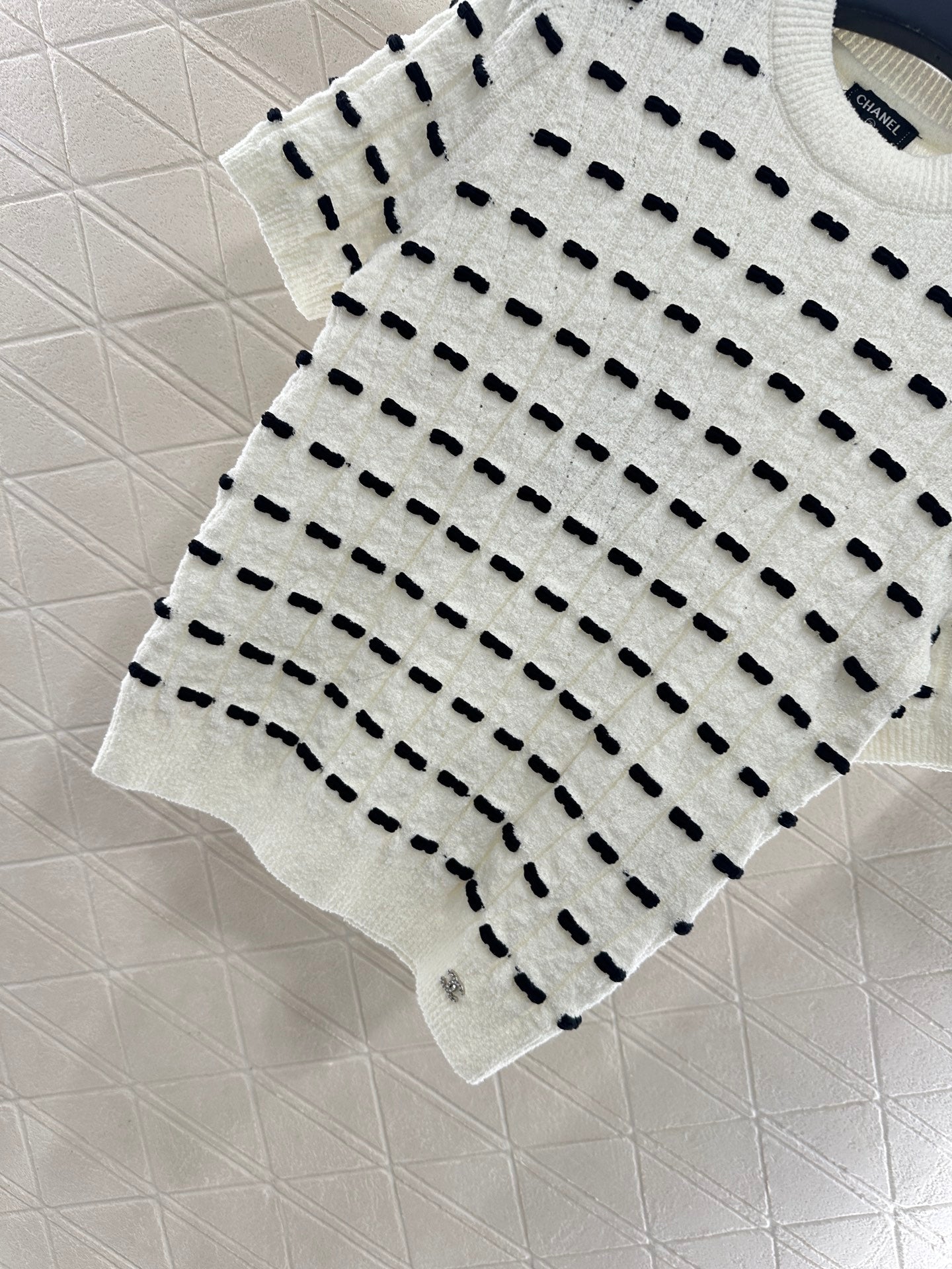 25fw Bow knit short sleeved shirt