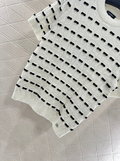 25fw Bow knit short sleeved shirt