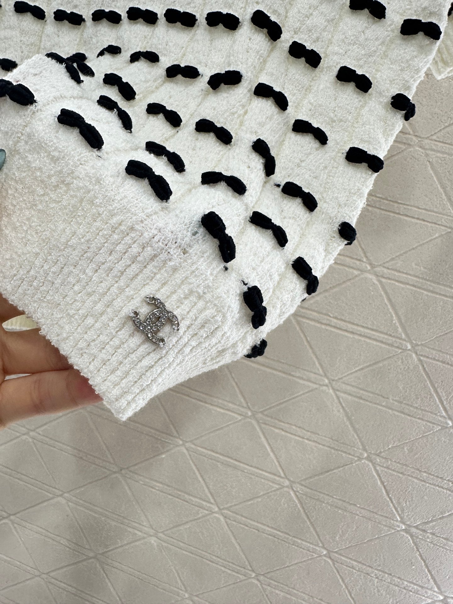 25fw Bow knit short sleeved shirt