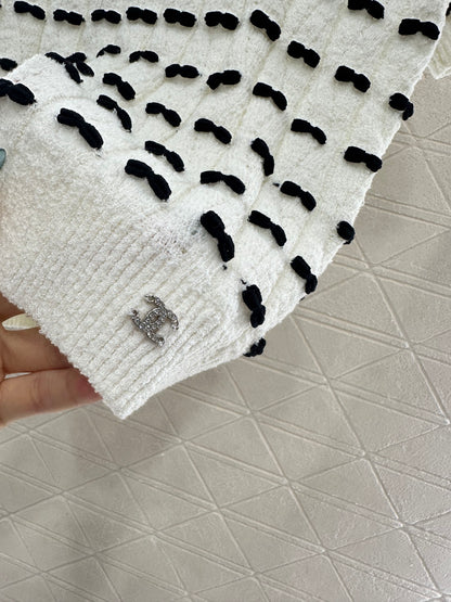 25fw Bow knit short sleeved shirt