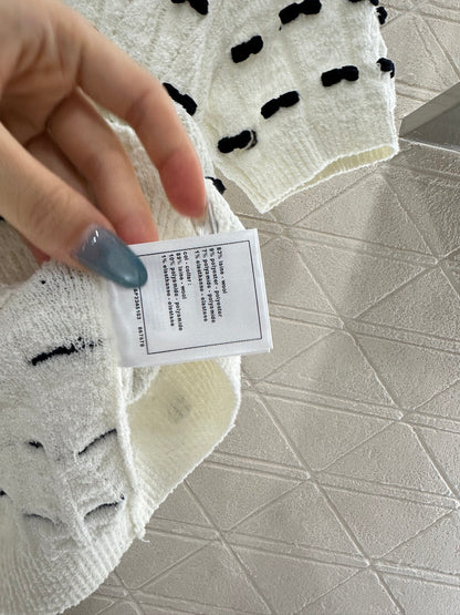 25fw Bow knit short sleeved shirt