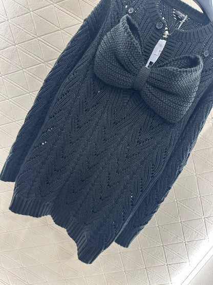 25fw Bow hollow knitted skirt