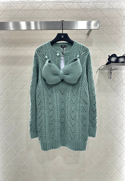 25fw Bow hollow knitted skirt