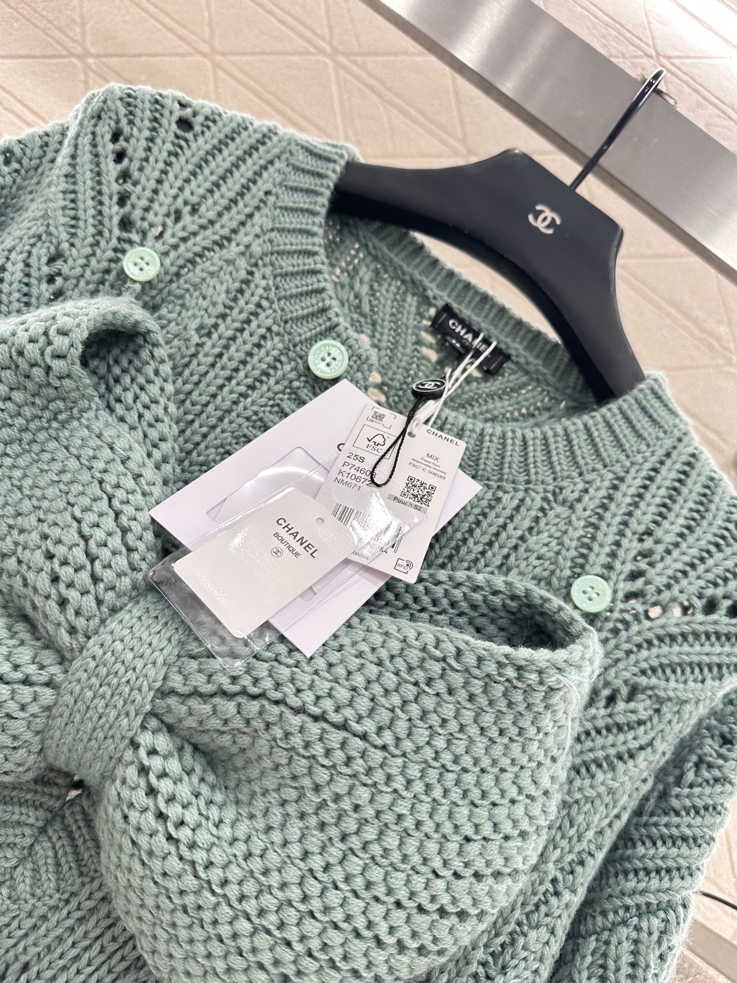 25fw Bow hollow knitted skirt