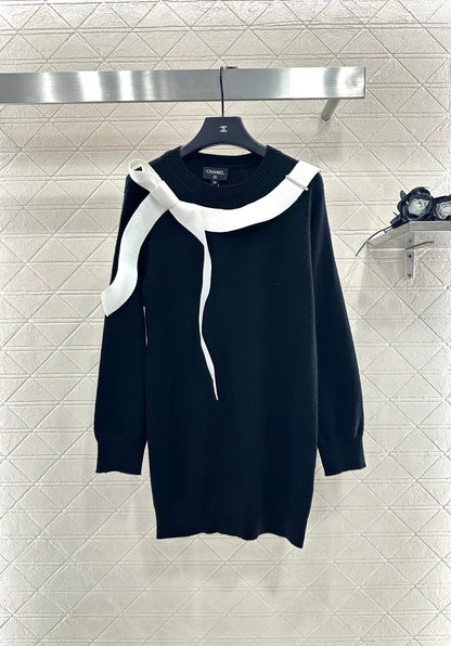 25fw Hooded bow knit dress