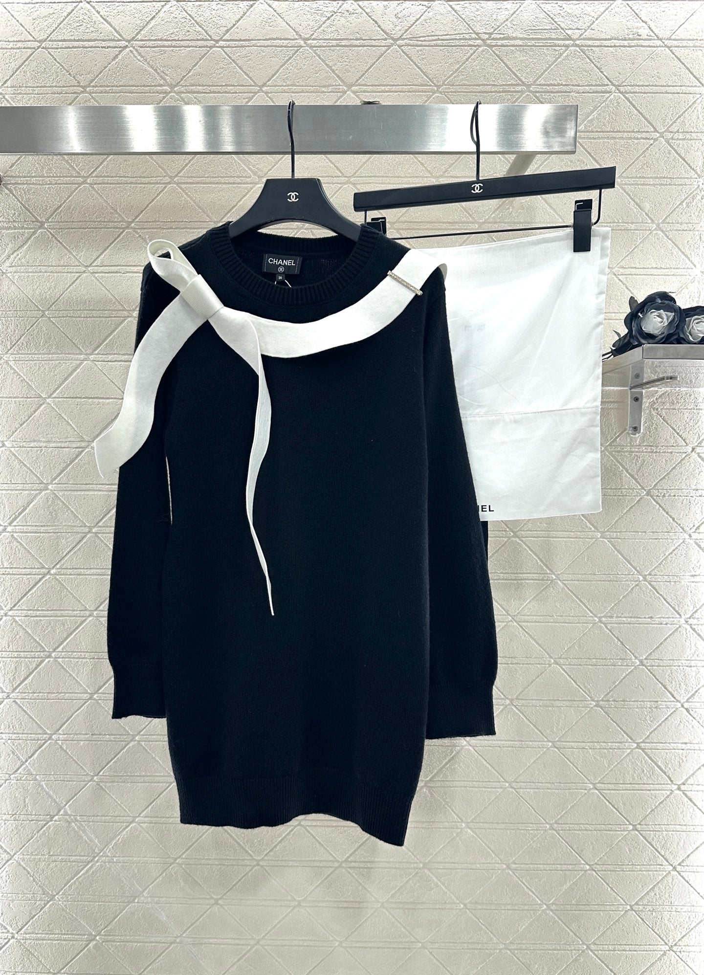 25fw Hooded bow knit dress