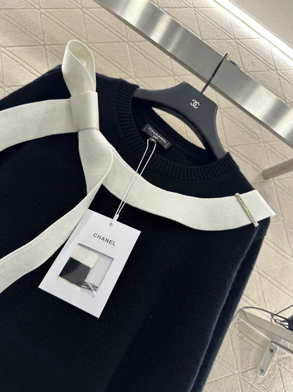 25fw Hooded bow knit dress