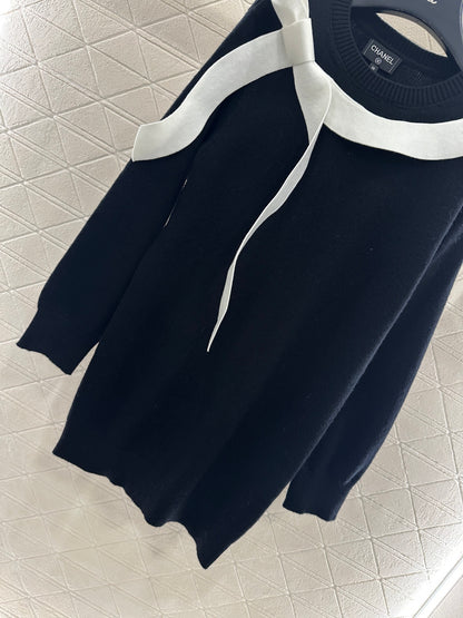 25fw Hooded bow knit dress