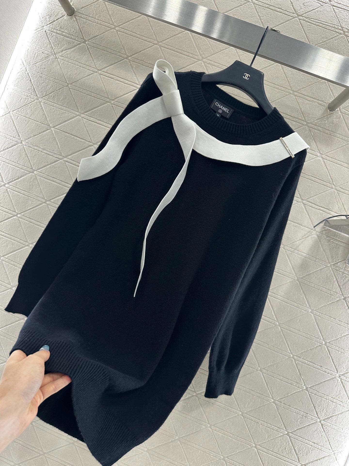 25fw Hooded bow knit dress