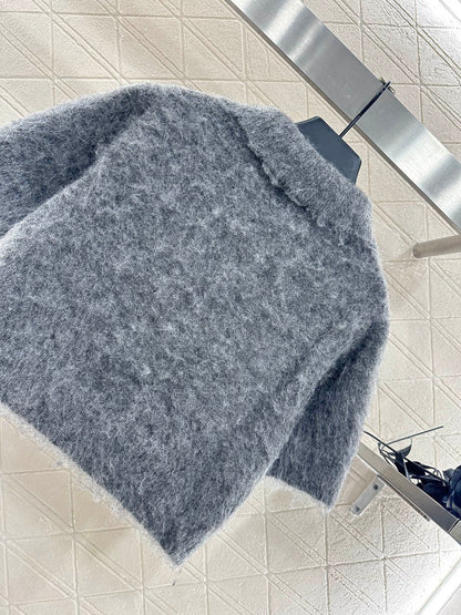 25fw Half open lapel knitted top