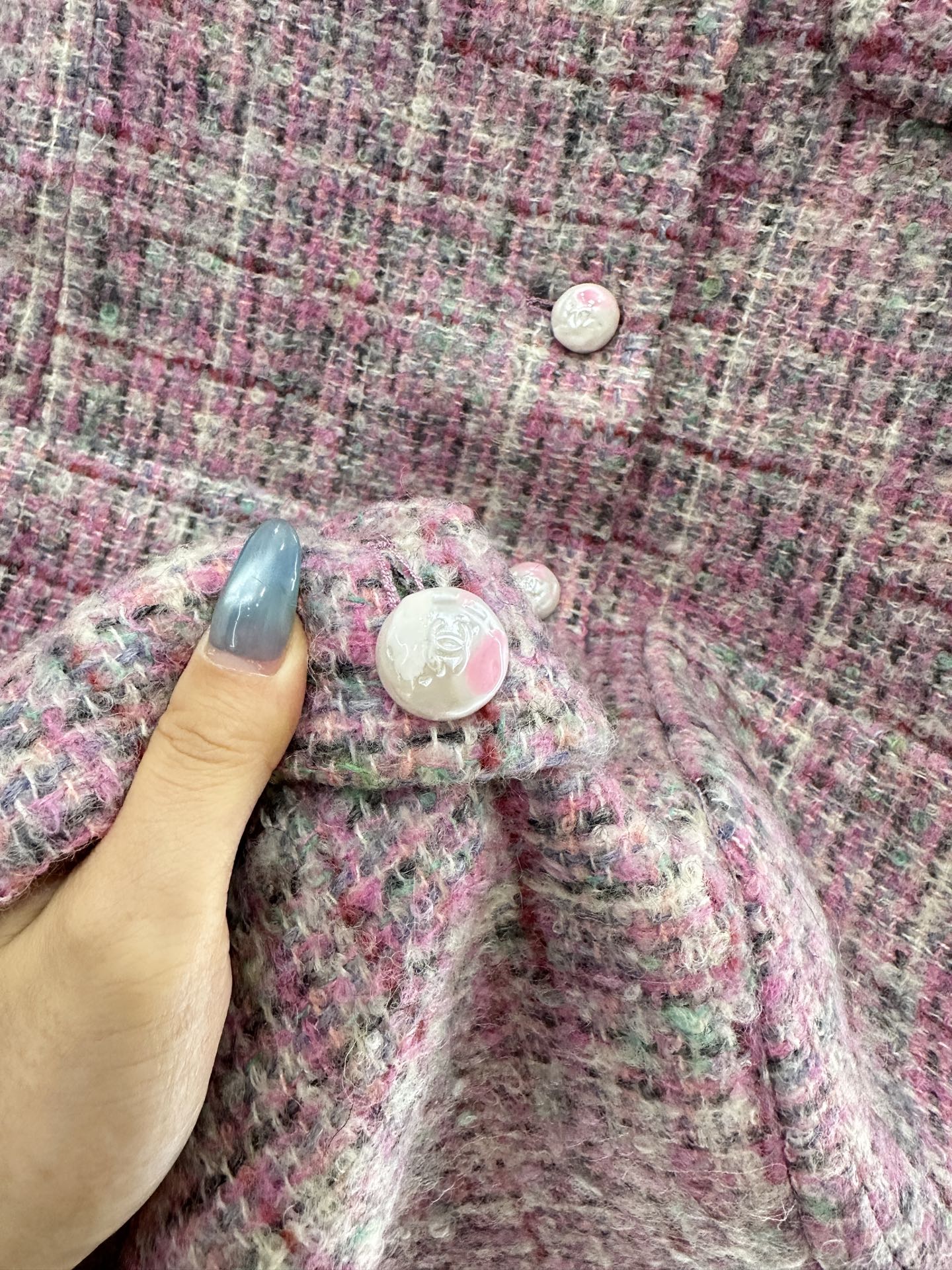 25fw Plaid tweed lapel dress coat