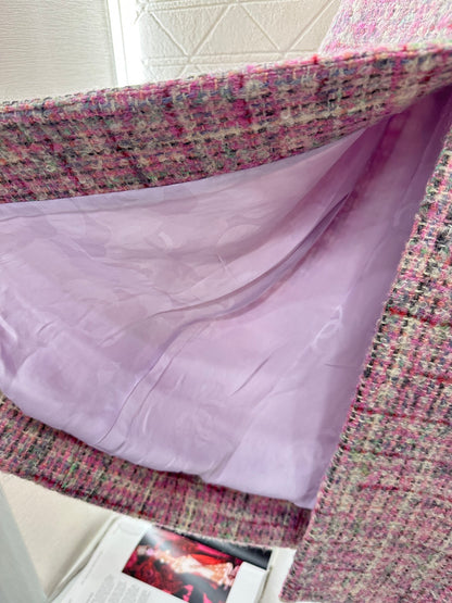 25fw Plaid tweed lapel dress coat