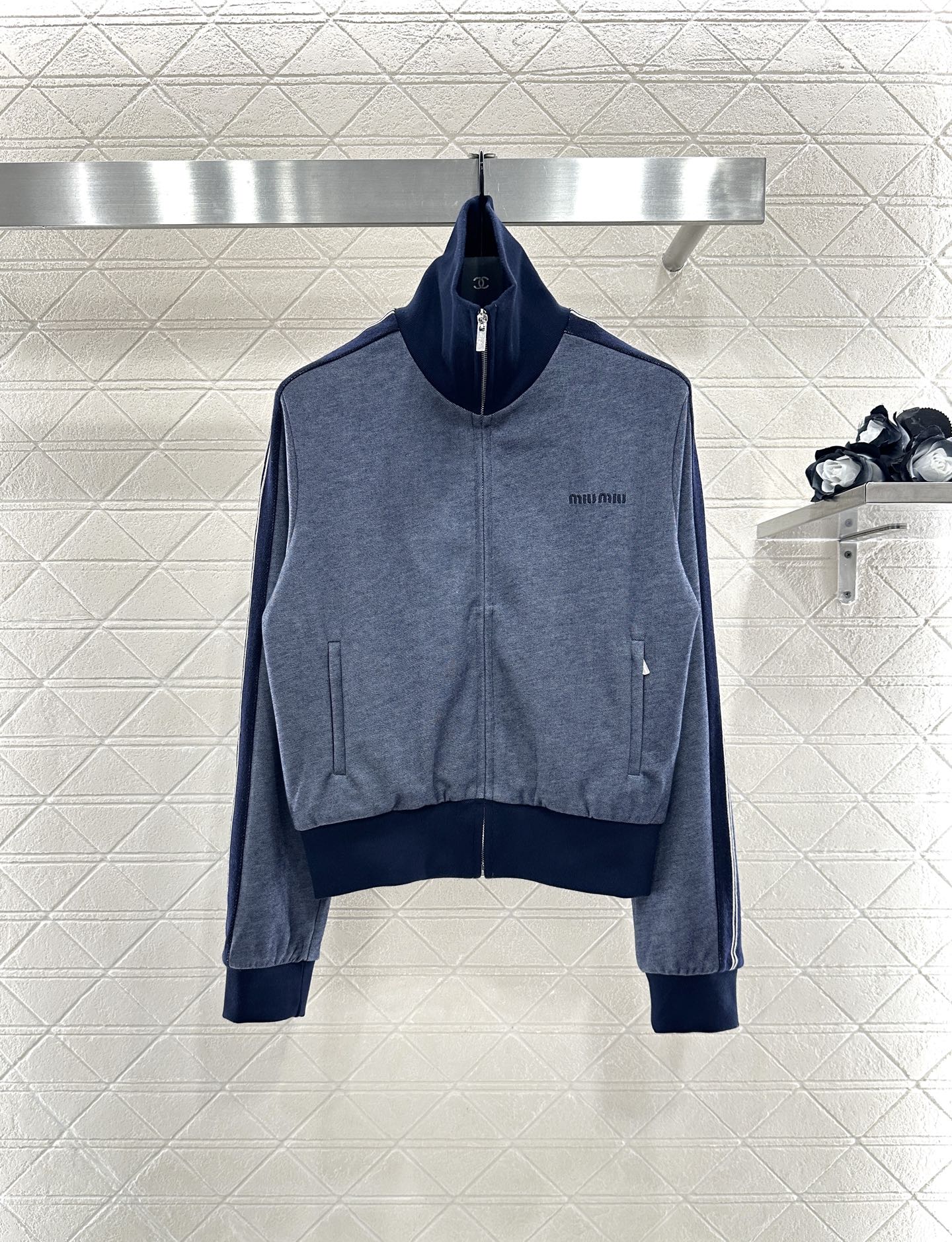 25fw Color blocking jacket short skirt set