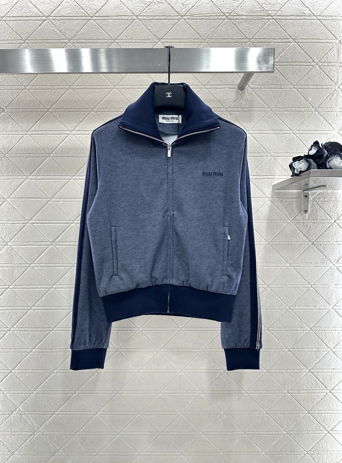 25fw Color blocking jacket short skirt set