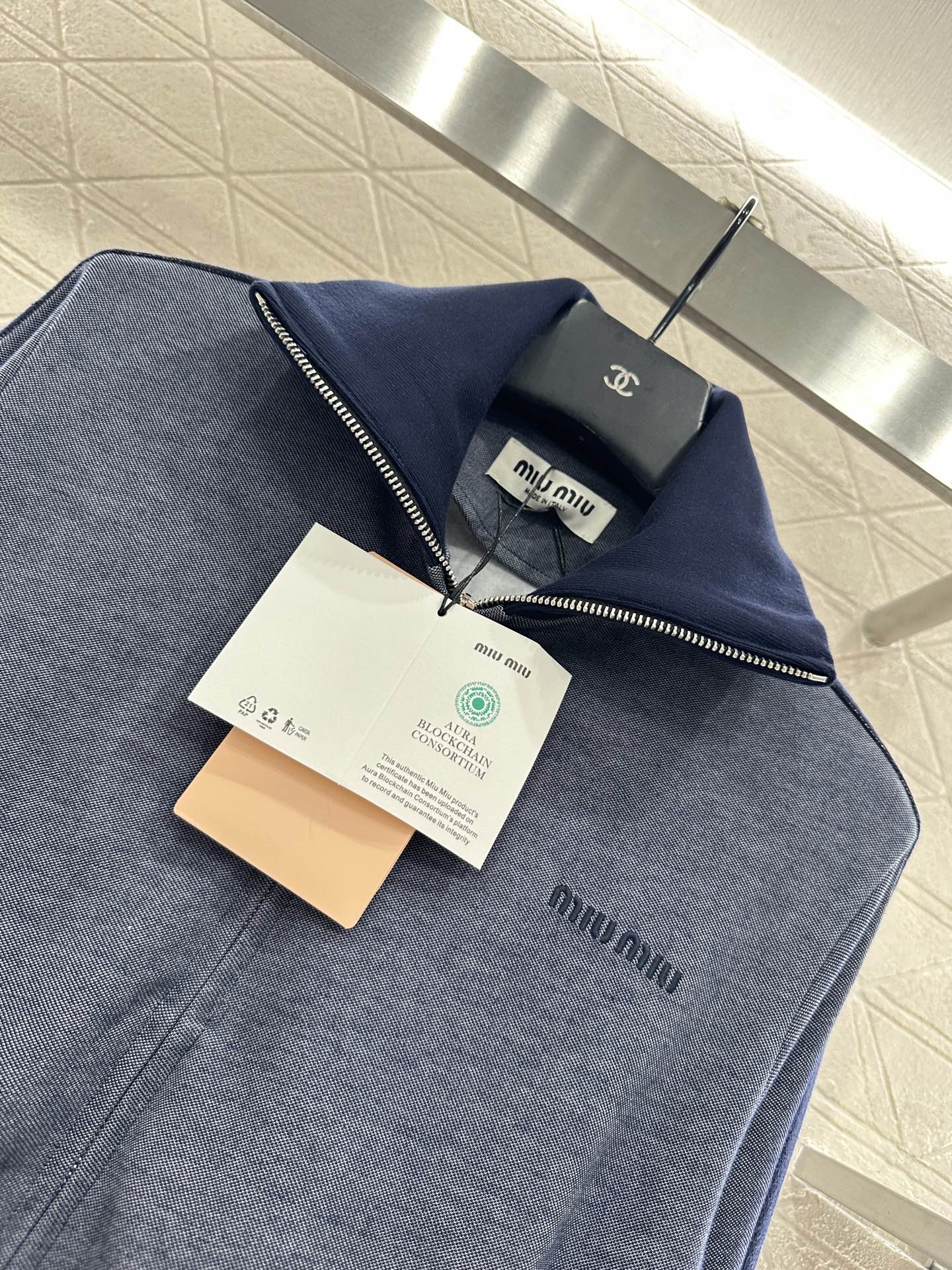 25fw Color blocking jacket short skirt set